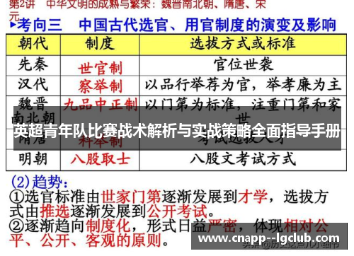 英超青年队比赛战术解析与实战策略全面指导手册